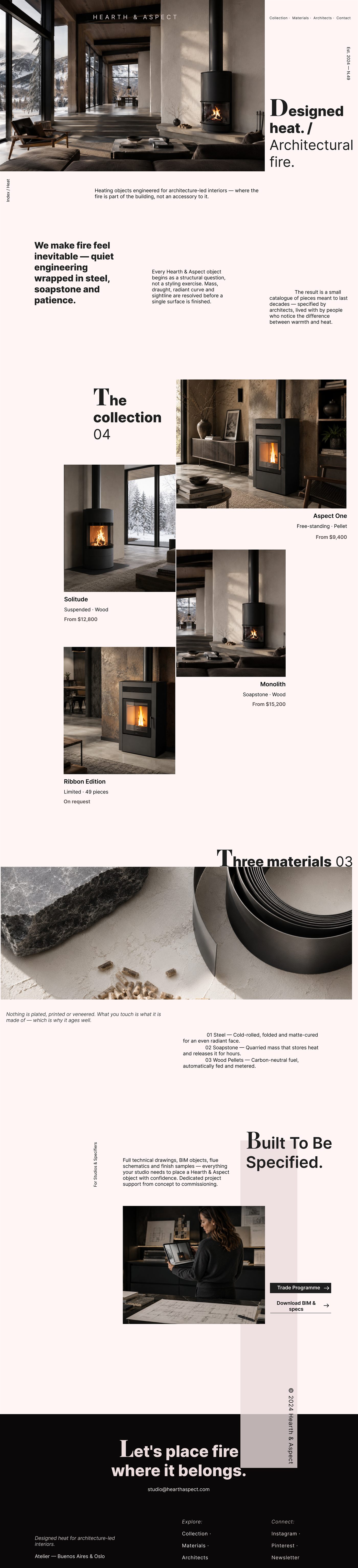 Full home page — Hearth & Aspect website